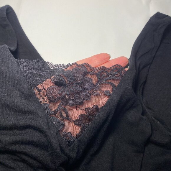 Nine Britton Azriel Black Knit Top Tank Lace Inset Womens M Lined Layering EUC - Picture 5 of 8